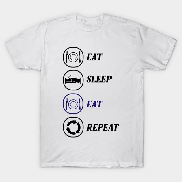 eat sleep eat repeat T-Shirt by Ericokore